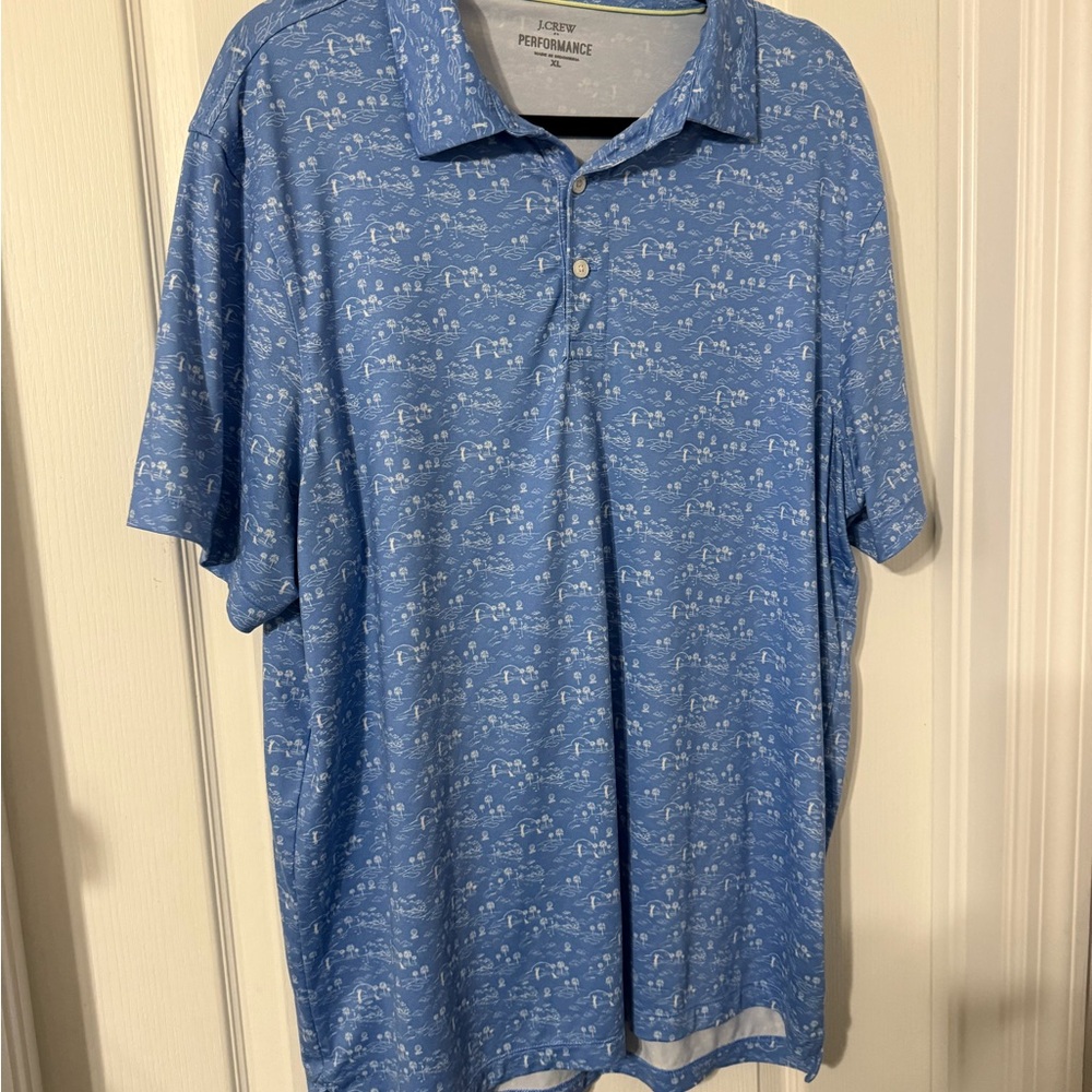 J. Crew Blue Patterned Polo Shirt